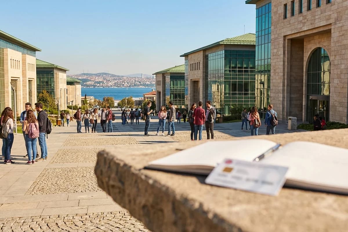 Üniversite kampüsünde sırt çantalı öğrenciler