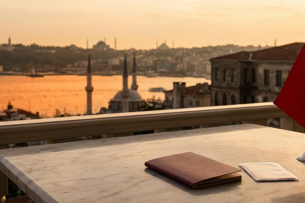 Türkiye'nin tarihi dokusu içinde modern binalar ve deniz manzarası